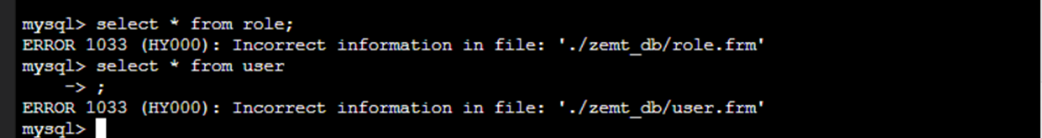 AnyBackup-分布式 MySQL 集群物理恢复至单机 MySQL 环境，部分表无法打开，提示错误信息：ERROR 1033 (HY000)_ Incorr