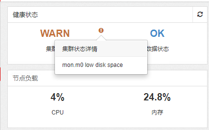 AnyShare-AnyShare 6.0 ECeph 集群状态告警：mon.m0 low disk space
